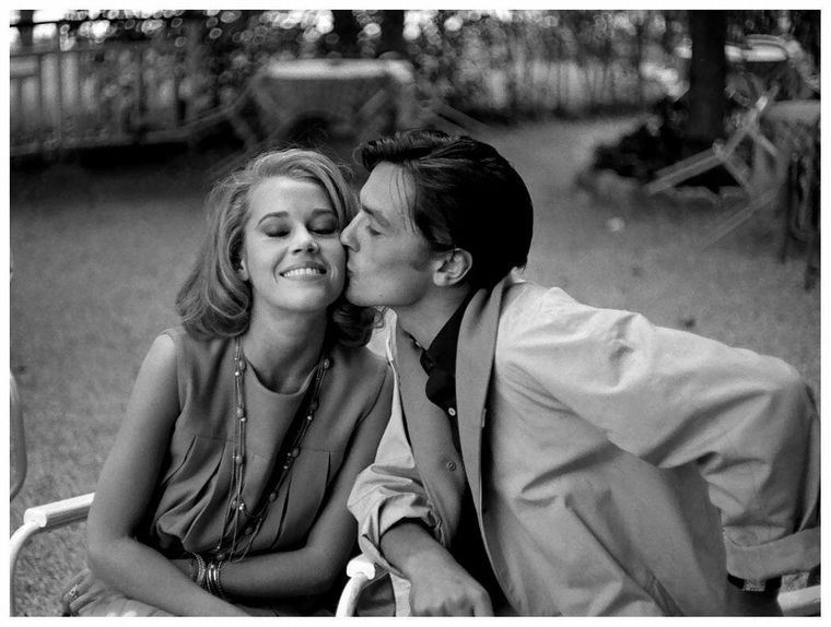 FOTO: Jane Fonda y Delon durante el rodaje de 