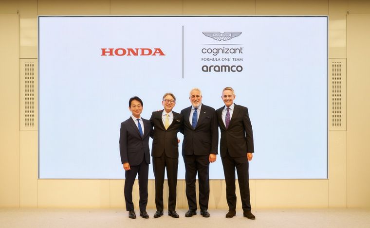 FOTO: Los directivos de Honda y Aston Martin anunciaron su alianza para la F1