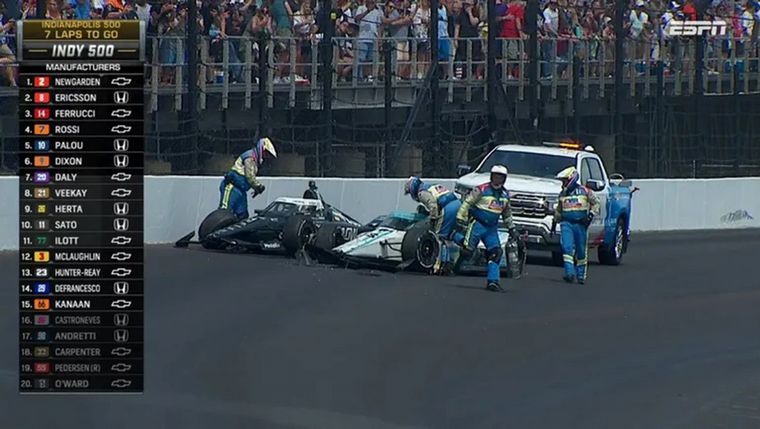FOTO: Asi quedó el Dallara #78 de Canapino tras impactar el auto de O'Ward.  