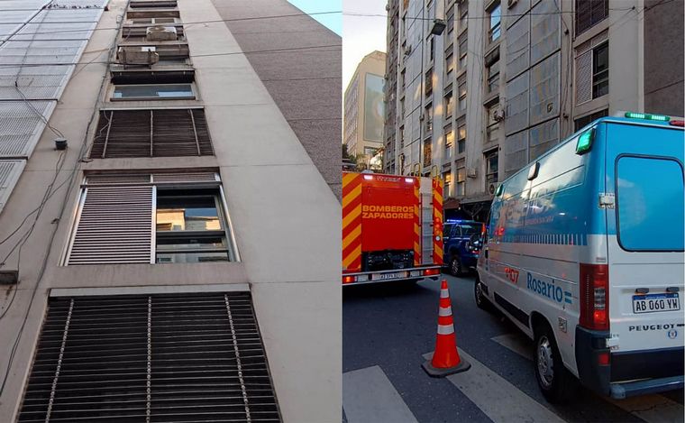 FOTO: Una mujer atrapada en un octavo piso: gritos, desesperación y rescate en Rosario. 
