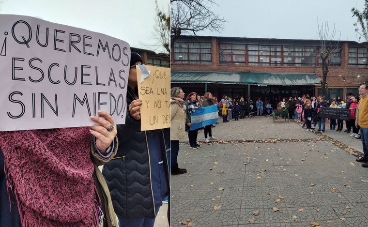 FOTO: Abrazo solidario a la Escuela Nº147 Prov. de Entre Ríos en Rosario.