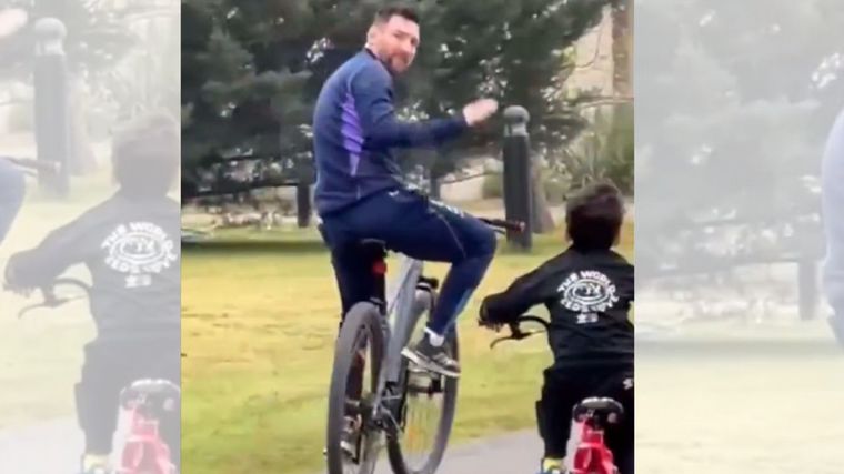 Messi paseo con su familia en Rosario.