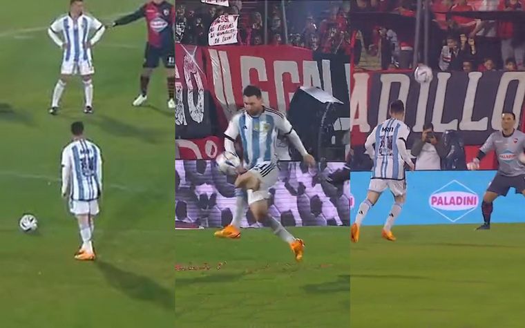 FOTO: El show de Messi en Rosario: gol de tiro libre, “picadita” y risas con Paredes