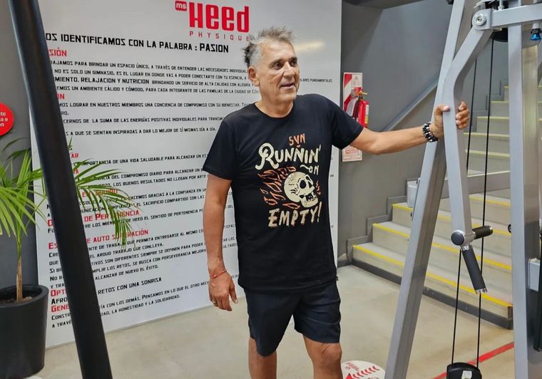 Gabriel Raies hoy, a los 65 años y a puro Gym.