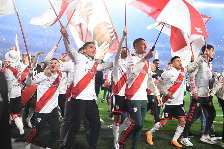 Los festejos de los jugadores de River
