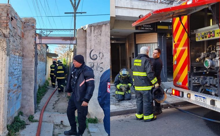 FOTO: Dos incendios casi simultáneos y a pocas cuadras en Rosario: una mujer afectada.