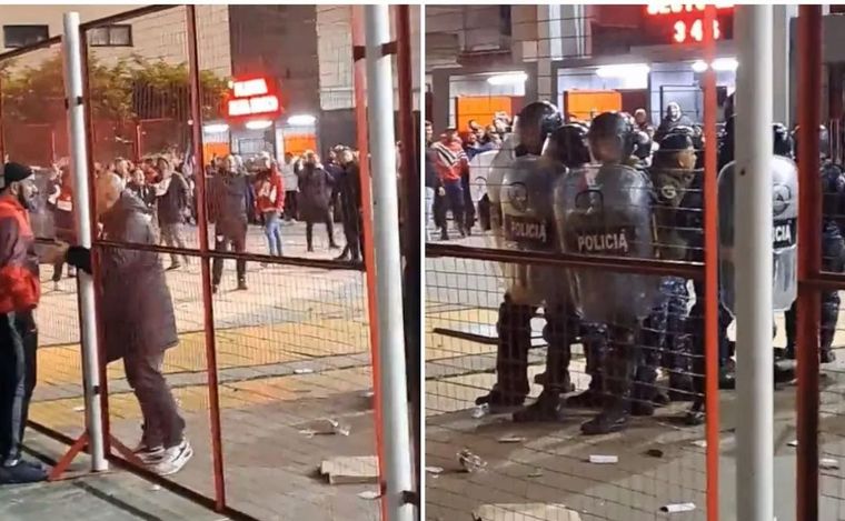 Incidentes entre la hinchada y la Policía en Avellaneda. (Foto: @EcosdelRojo)