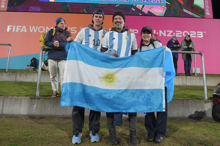 La hinchada argentina en Nueva Zelanda