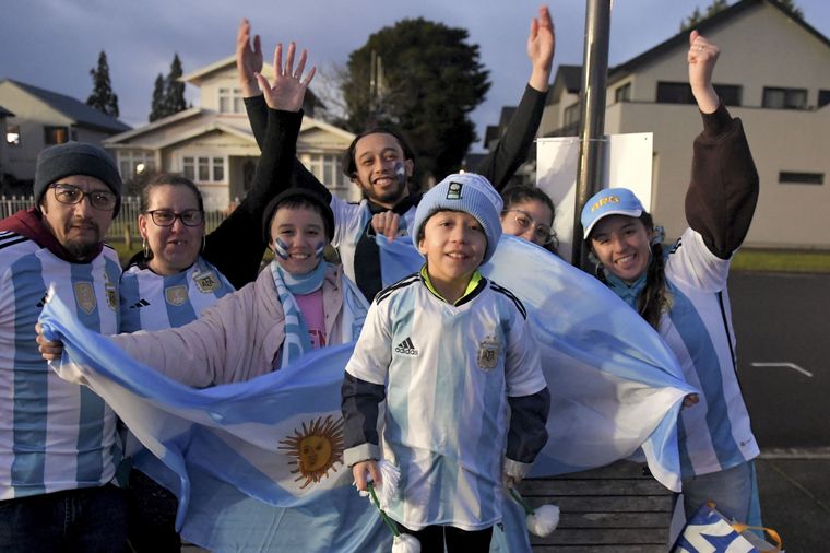 La hinchada argentina en Nueva Zelanda
