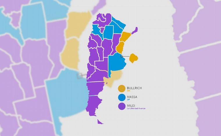 FOTO: Mapa de las PASO 2023 en Argentina.