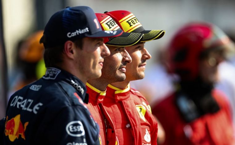 FOTO: Sainz, Verstappen y Leclerc, los tres de arriba en la Qualy de Monza