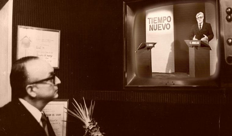 Angeloz en los estudios de Tiempo Nuevo.