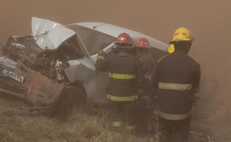 Espectacular choque múltiple en la ruta 13 en Córdoba.