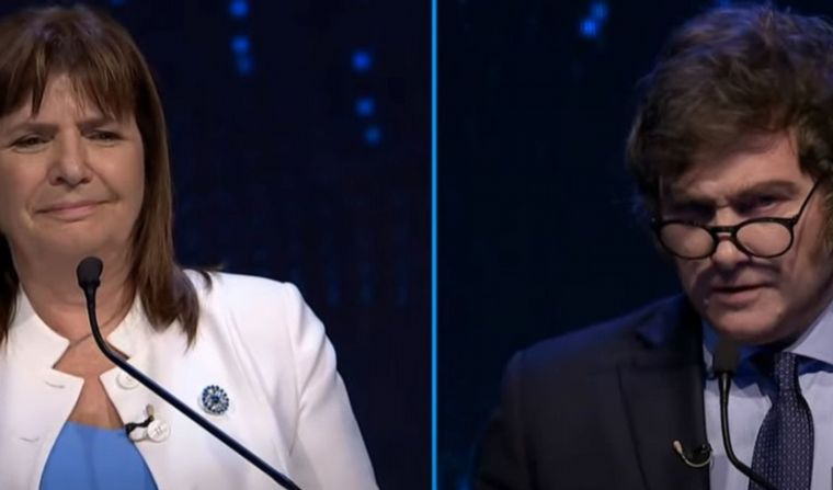 Patricia Bullrich y Javier Milei protagonizaron un tenso cruce (captura de TV). 