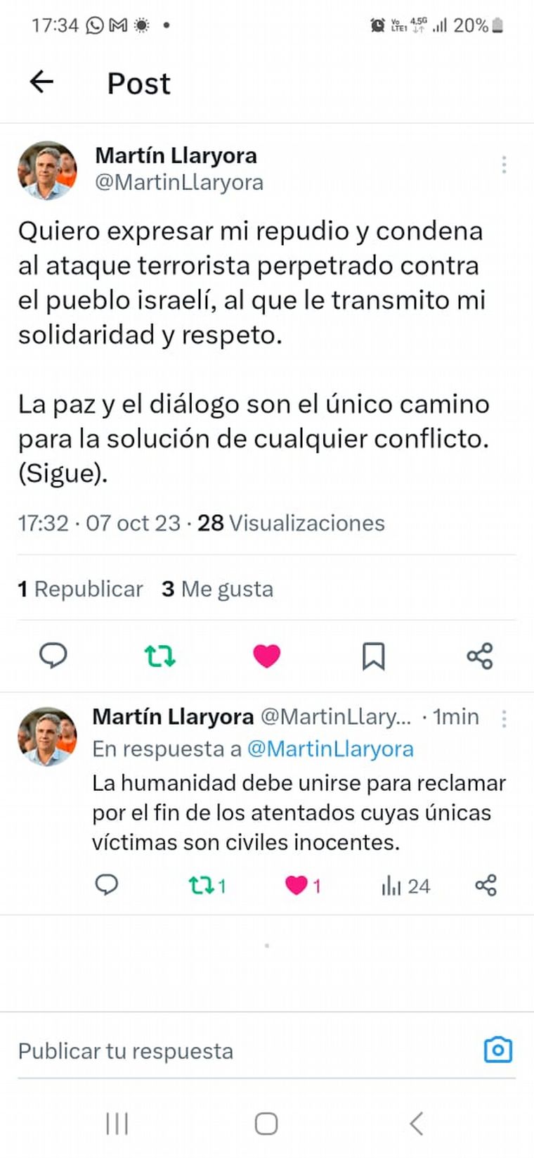 La respuesta del Gobierno de Córdoba al ataque a Israel.