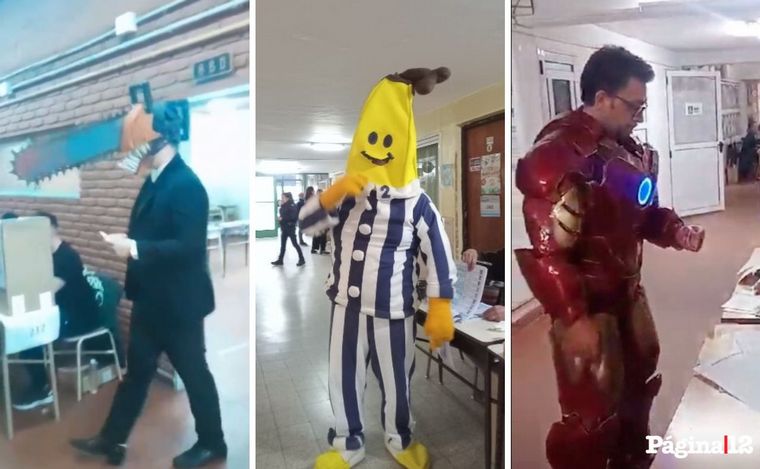 FOTO: Votantes disfrazados de motosierra y de Ironman: las joyitas de los comicios