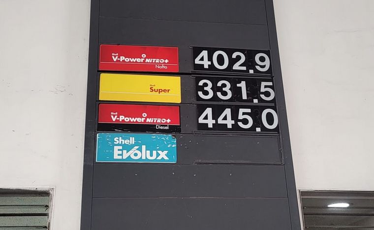 FOTO: El nuevo cuadro tarifario de Shell, con aumentos.