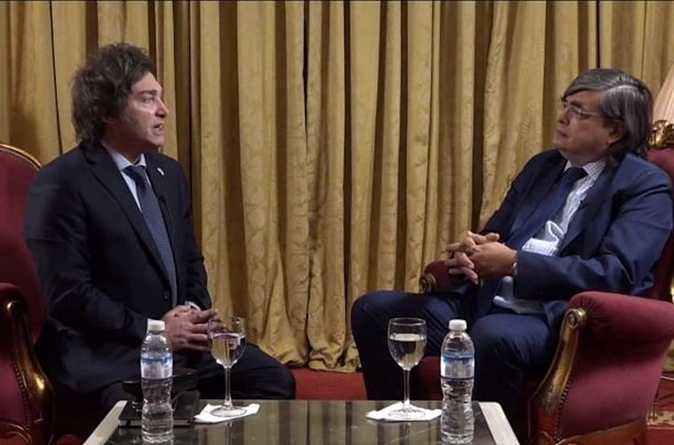 El postulante de La Libertad Avanza, Javier Milei, entrevistado por Jaime Bayly.  