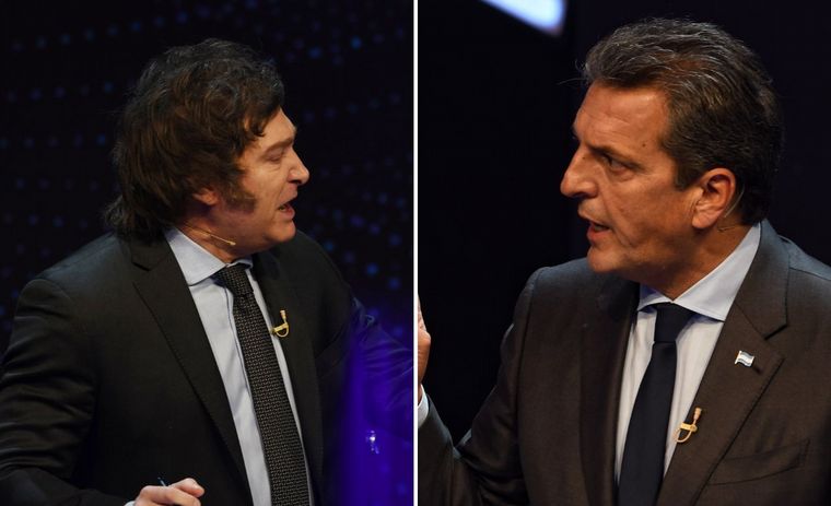 Milei y Massa, en el debate.