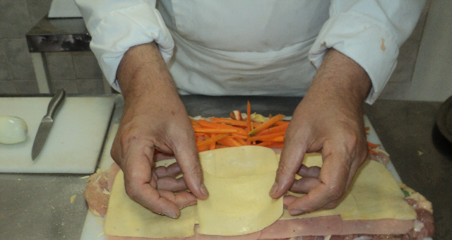 Elaboración de Pollo relleno