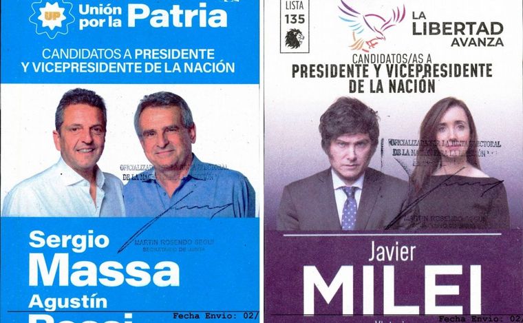FOTO: Así son las boletas oficiales de Sergio Massa y Javier Milei para el balotaje