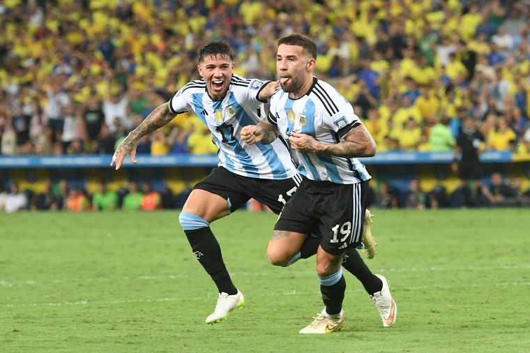 Nicolás Otamendi festeja el gol argentino en el Maracaná.