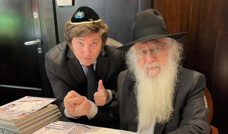 Milei recibió la bendición del Mekuval rabino David Pinto Shlita.
