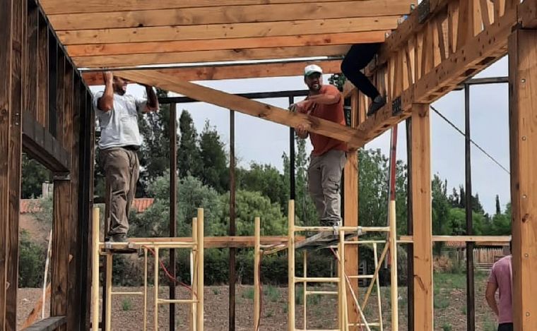 La construcción de la Escuela Olga Cossettini en Colonia Caroya. (Foto: gentileza)