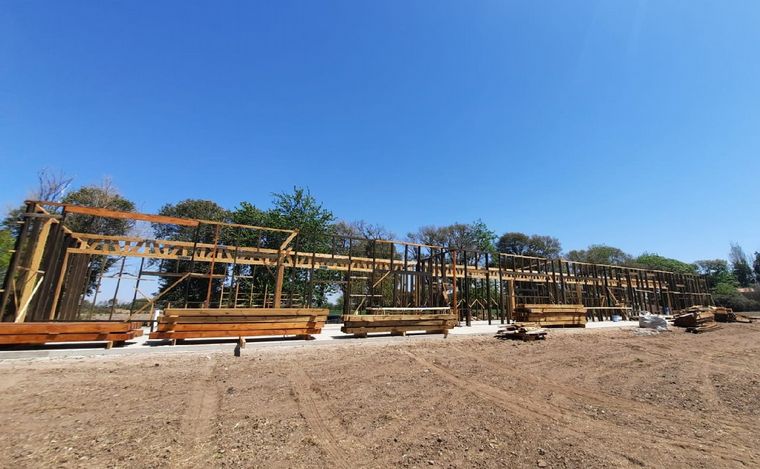 La construcción de la Escuela Olga Cossettini en Colonia Caroya. (Foto: gentileza)