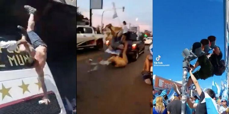 Video: las peores caídas durante los festejos por Argentina campeón