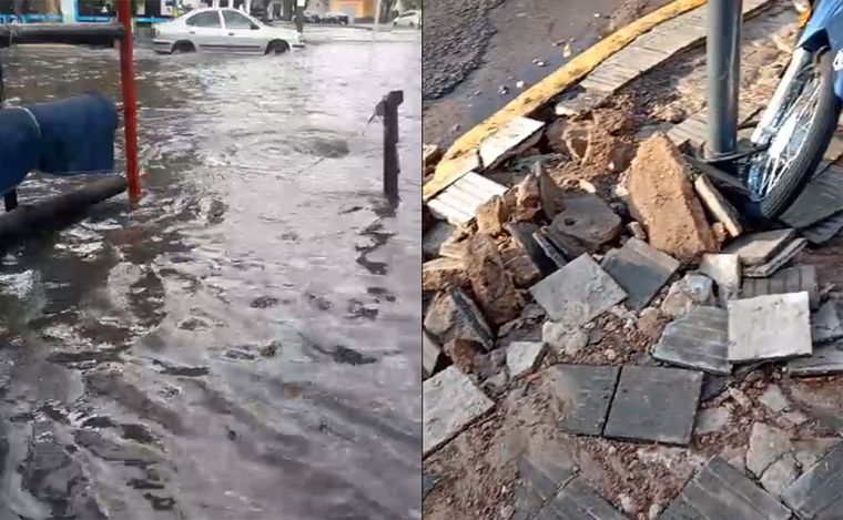 FOTO: Anegamientos y veredas destruidas: lo que la tormenta exhibió en Rosario. 