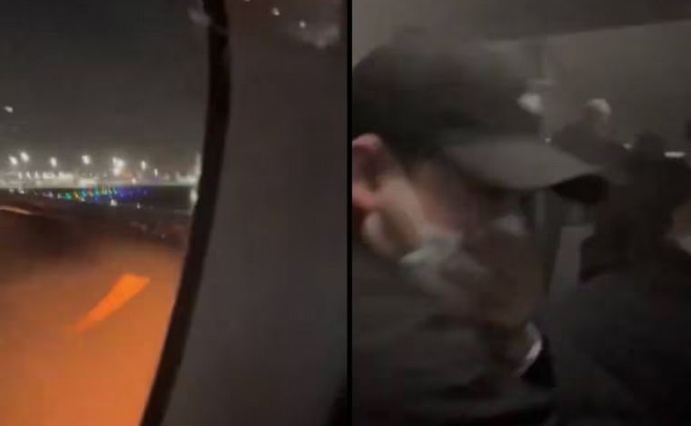 FOTO: El video que grabó un pasajero del avión de Japan Airlines.
