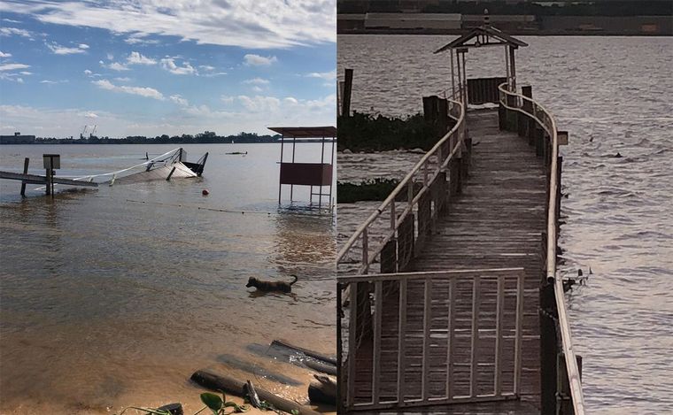 Crecida del río Paraná: cruces suspendidos y actividad casi nula en la Fluvial.
