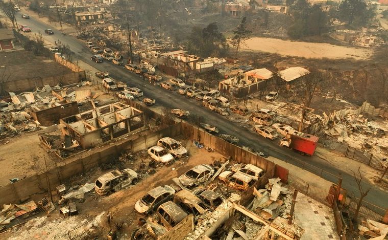 El paso devastador de los incendios en Chile. (Foto: NA)