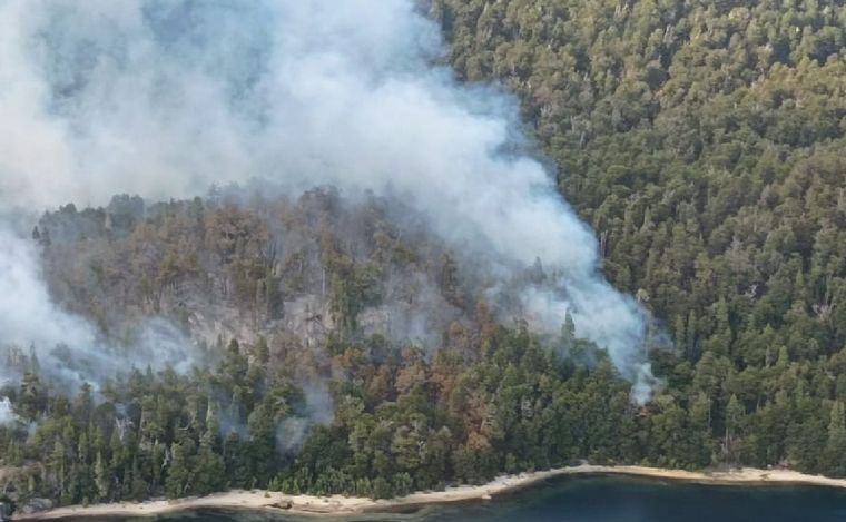 Sigue fuera de control el incendio en el Parque Nacional Los Alerces. (Gentileza)