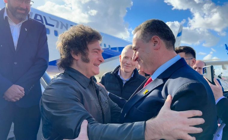 El presidente Milei junto al ministro de Asuntos Exteriores israelí, Israel Katz.