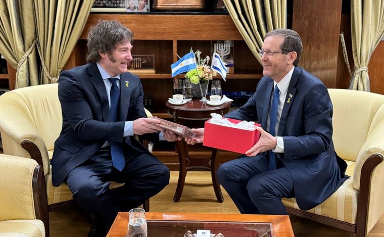 Javier Milei junto al presidente de Israel, Isaac Herzog. (Foto: OPRArgentina)