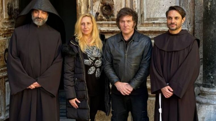 Antes de llegar a Roma, Milei visitó el Santo Sepulcro