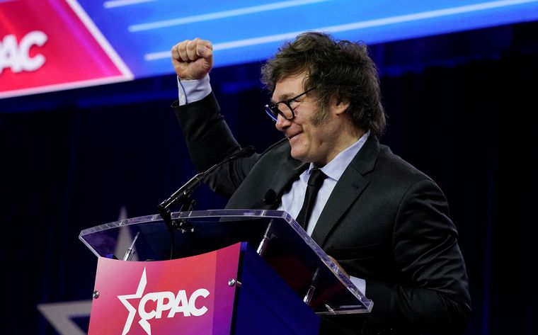 FOTO: Javier Milei durante su discurso en la Conferencia de Acción Política Conservadora.