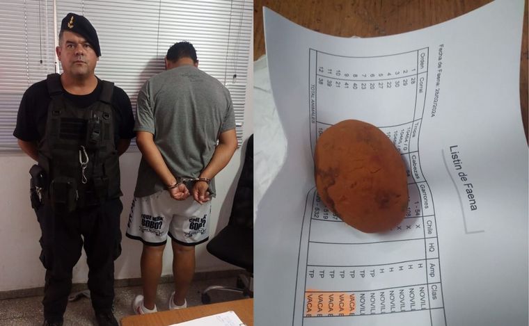 FOTO: El empleado del frigorífico fue detenido con la piedra biliar. 