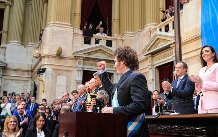 Javier Milei durante su discurso ante el Congreso de la Nación.