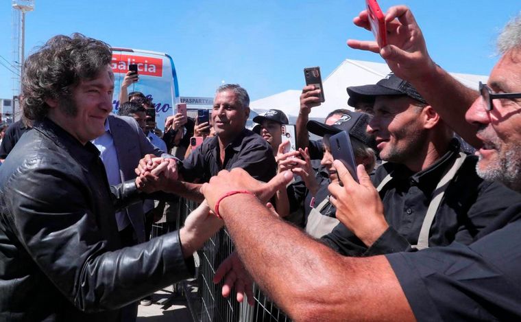 Javier Milei en Expoagro. (Foto: NA)