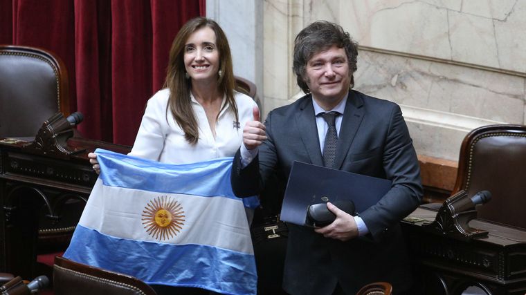 FOTO: El presidente, Javier Milei, junto a su vice, Victoria Villarruel (archivo). 