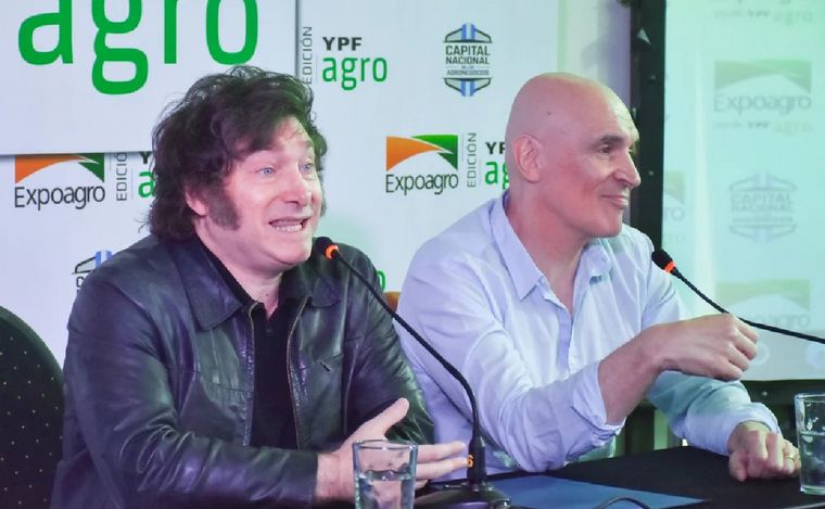 Javier Milei junto a José Luis Espert en Expoagro. (Foto: archivo/NA)