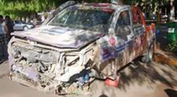 La Toyota (N°410), luego del accidente.