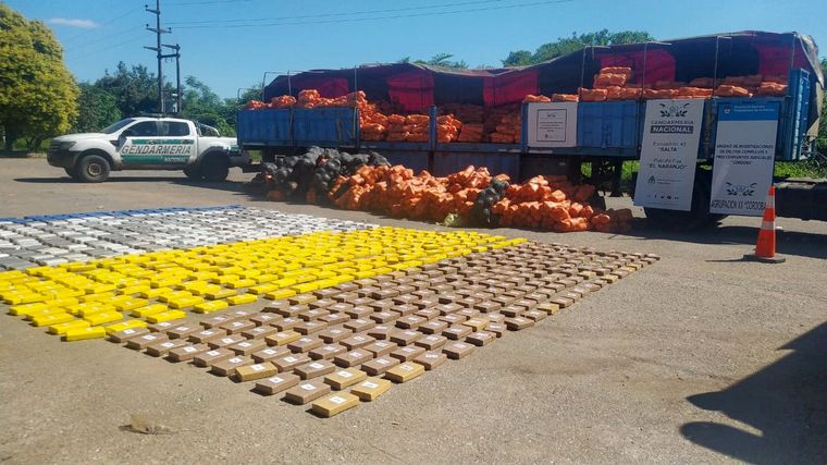 Secuestraron más de 860 kilos de cocaína camuflados en un cargamento de zapallos.