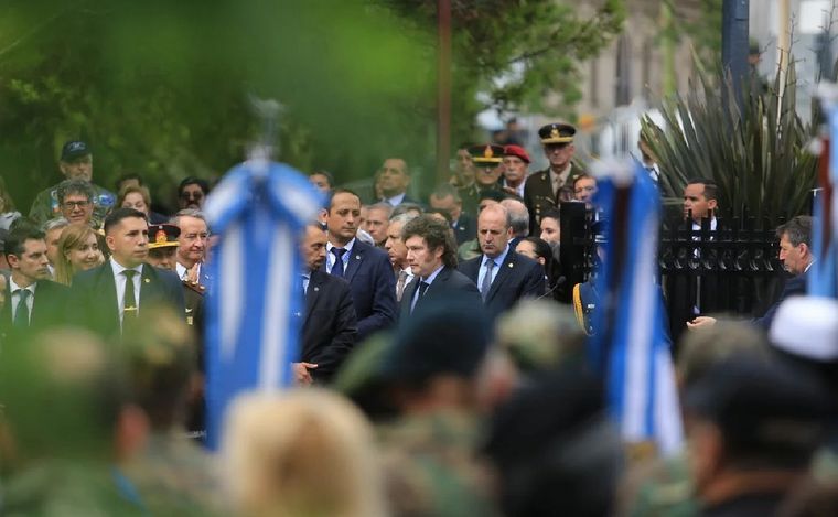 Javier Milei en los actos por la Guerra de Malvinas. (Foto: NA)