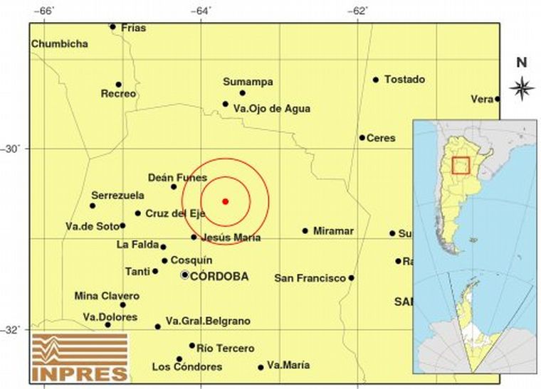Un fuerte sismo se produjo en el Noreste de Córdoba