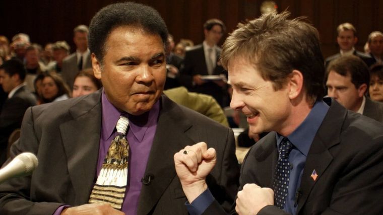 Mohamed Alí y Michael J. Fox