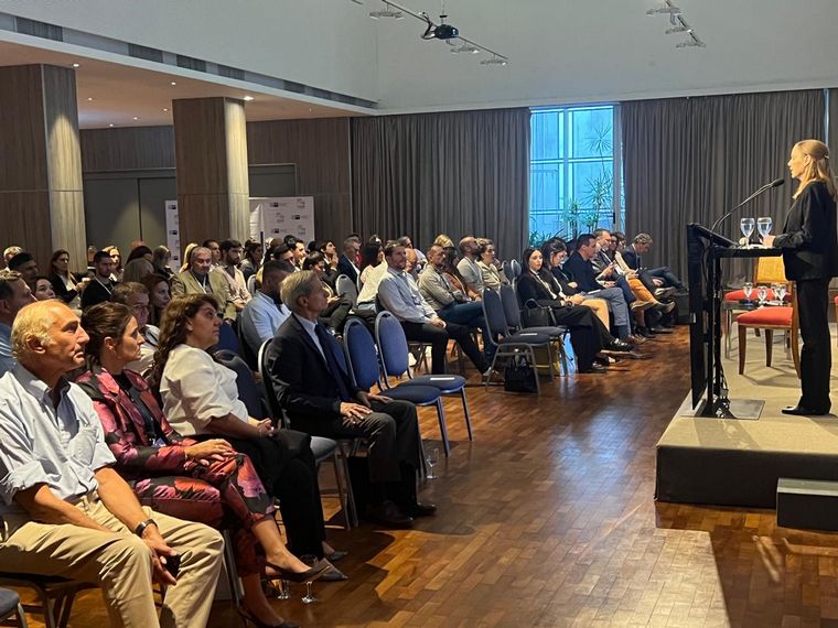 Patricia Martin, de AHK, presenta la encuesta.